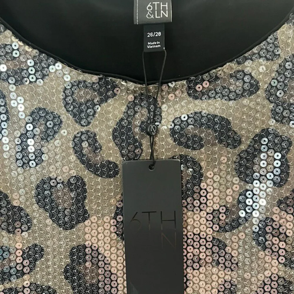 6TH & LN Leopard Print Sequined Mini Dress - Picture 5 of 8